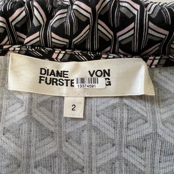 Diane von Furstenberg Womens Karis Silk Faux Wrap Dress Gray Geo Print size 2 - Picture 11 of 14